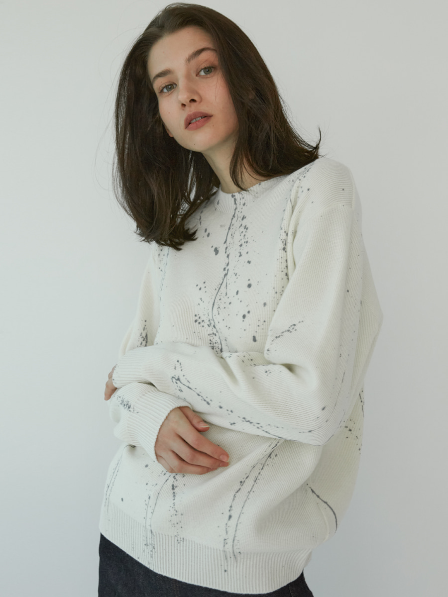HAND PAINTING SWEATER_Ivory