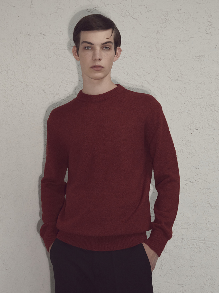 [MEN] BOUCLE WOOL SWEATER_RED