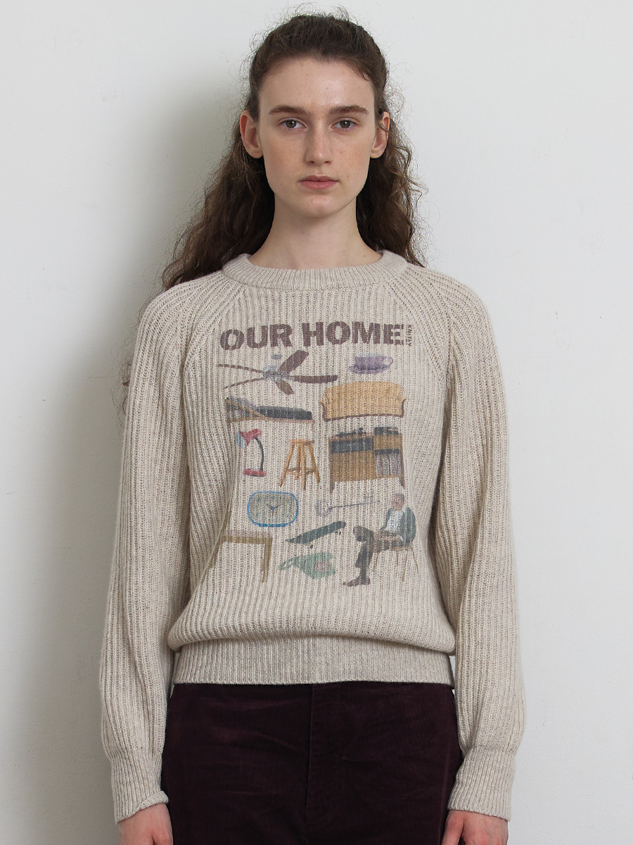 [WOMAN] OUR HOME PRINTING SWEATER_Ivory