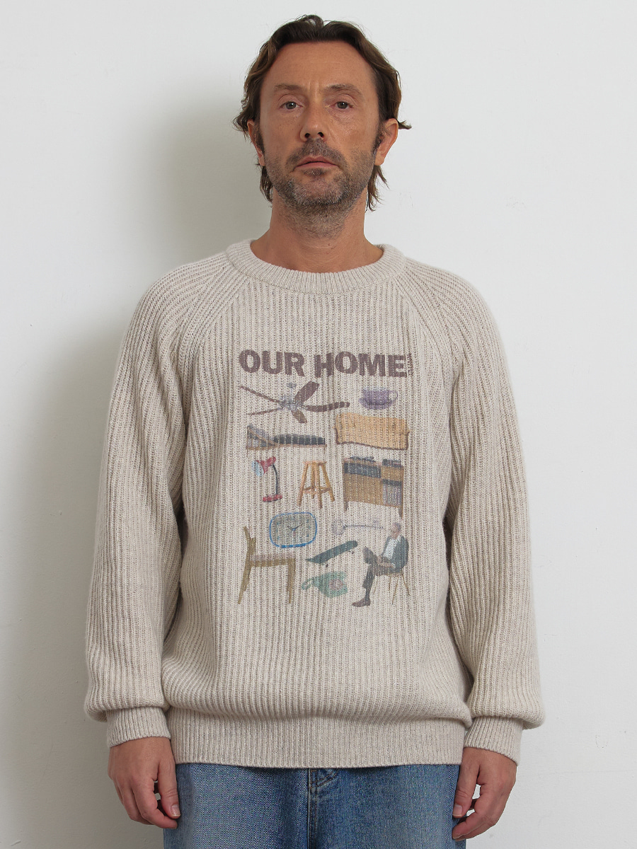 [MEN] OUR HOME PRINTING SWEATER_Ivory