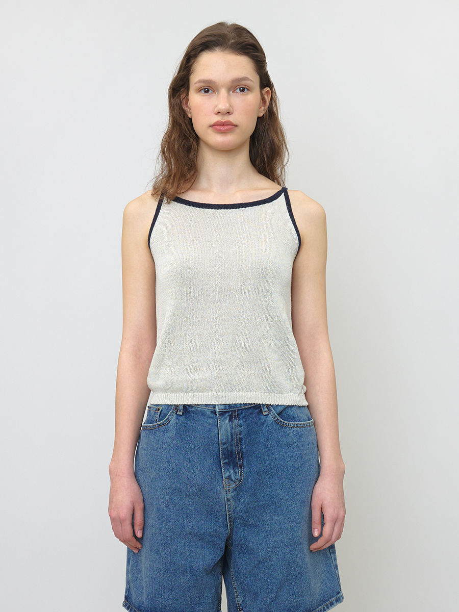 PAPER LINE SLEEVELESS KNIT TOP_Grey Ivory